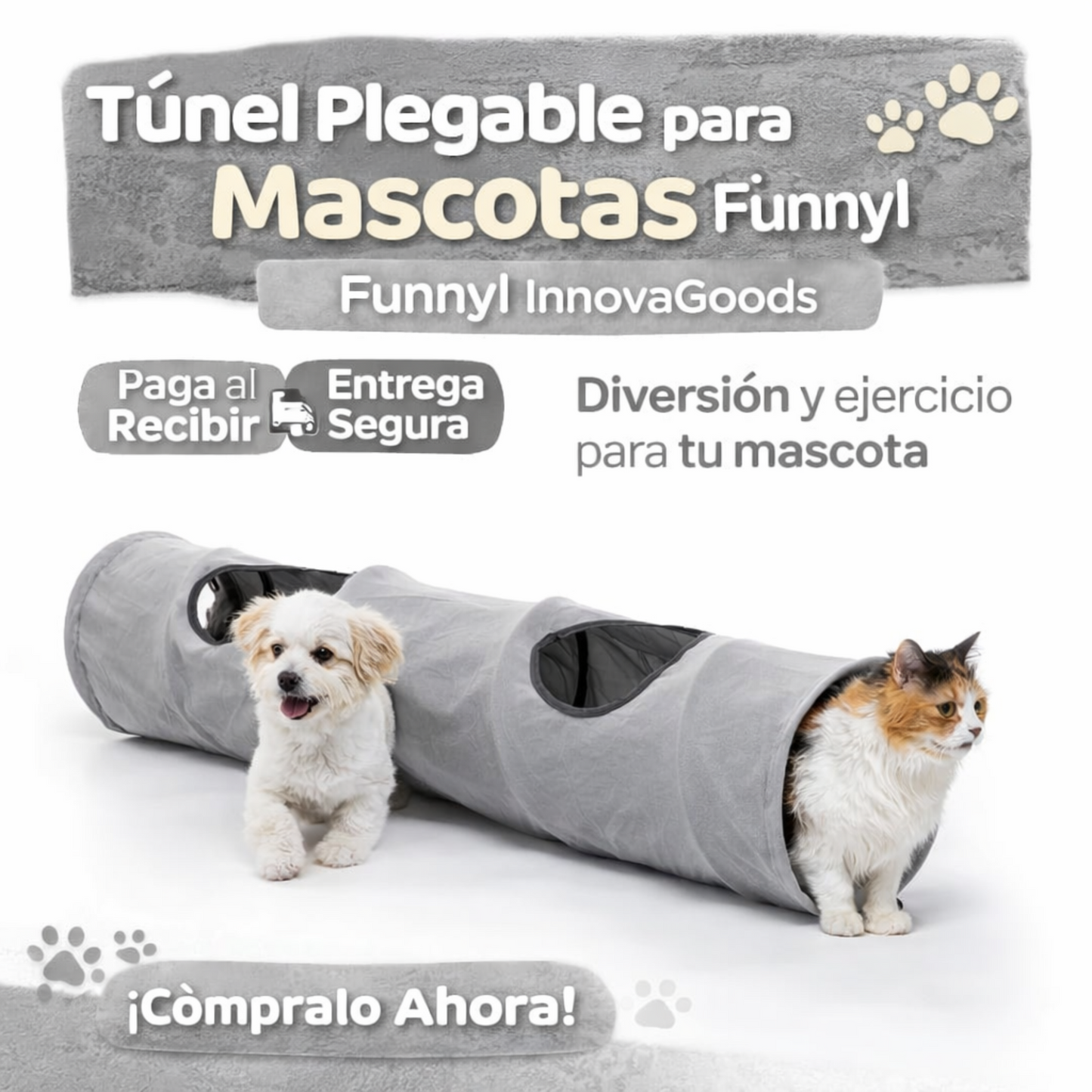 Túnel Plegable para Mascotas Funnyl InnovaGoods – ¡Diversión y ejercicio en cualquier lugar!