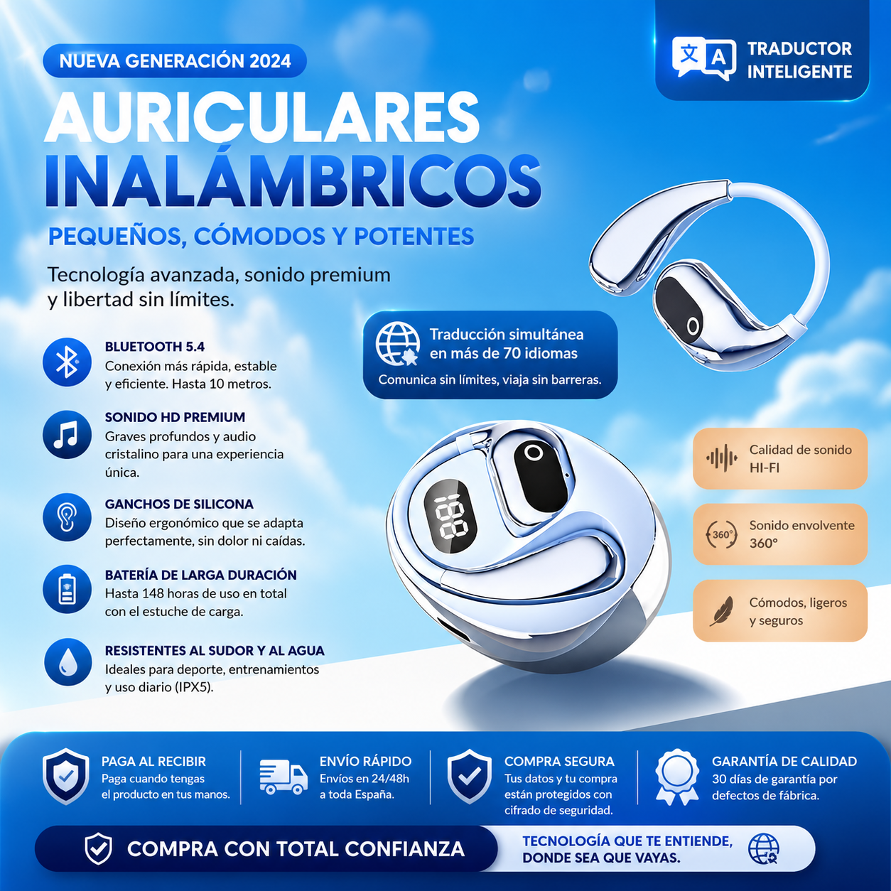 Auriculares traductor IA