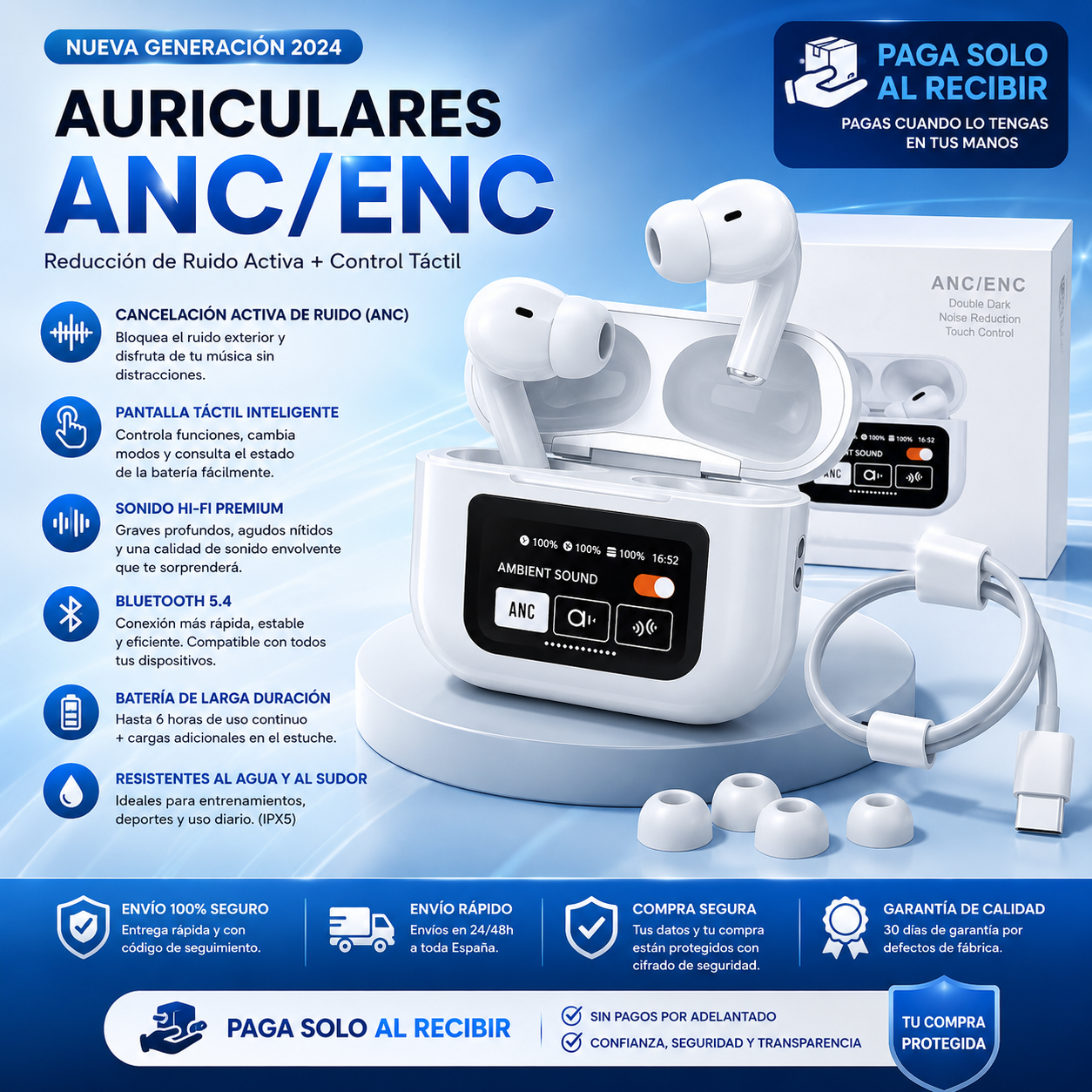 Airpods PRO con pantalla y Cancelación de Ruido