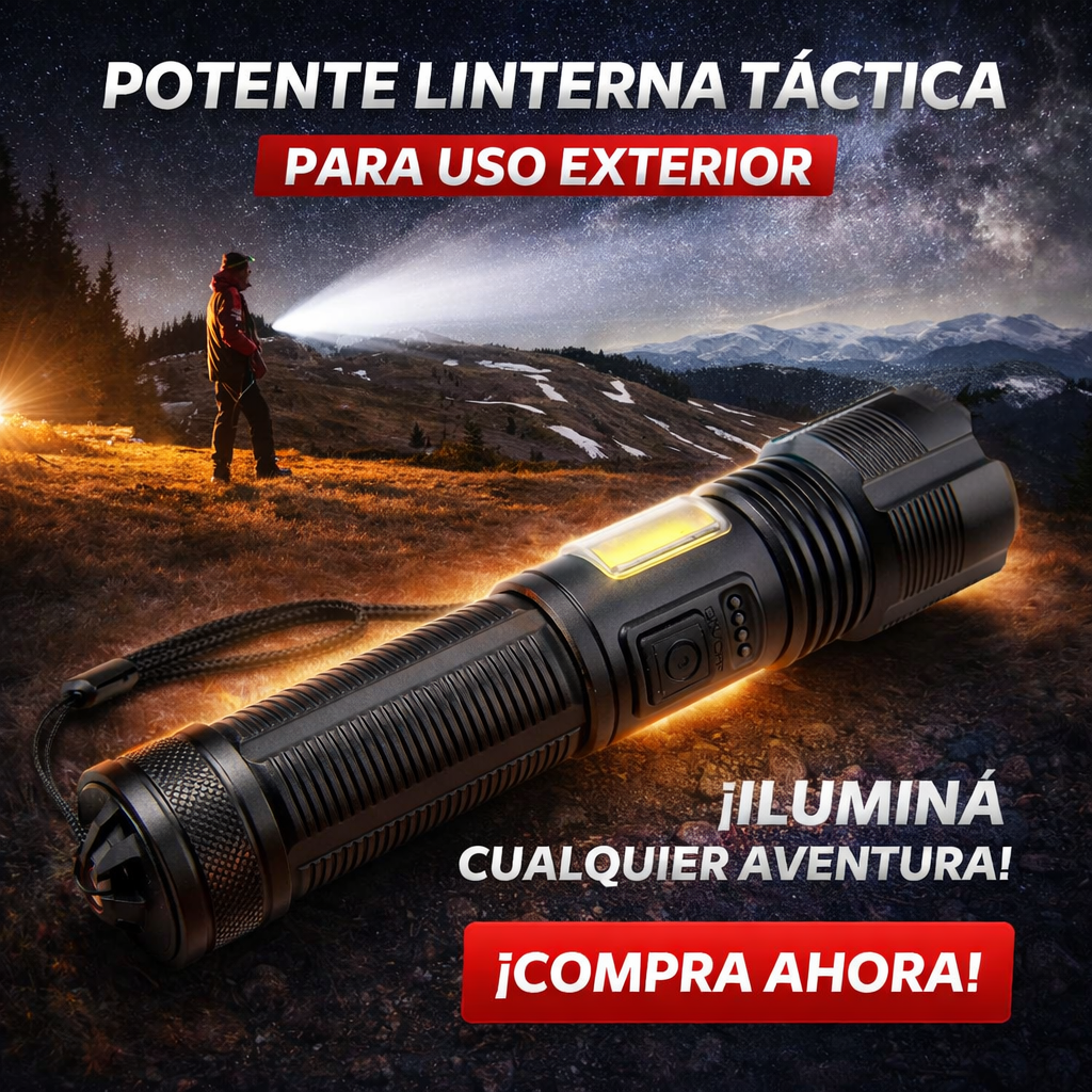 Linterna alta potencia impermeable con zoom