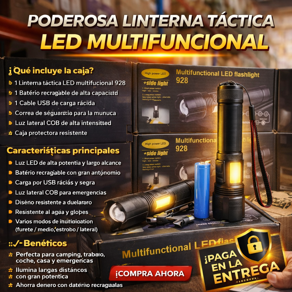 Linterna alta potencia impermeable con zoom