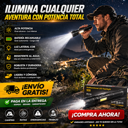 Linterna alta potencia impermeable con zoom