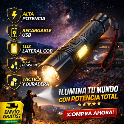 Linterna alta potencia impermeable con zoom