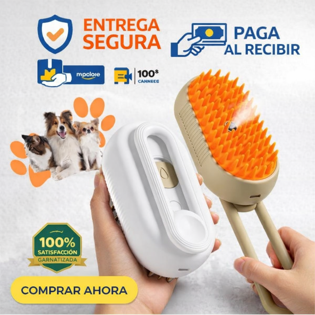 Cepillo de Vapor 3 en 1 para Mascotas