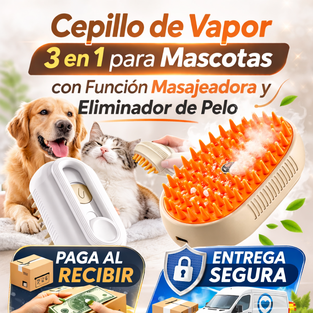 Cepillo de Vapor 3 en 1 para Mascotas