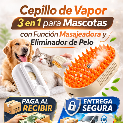 Cepillo de Vapor 3 en 1 para Mascotas