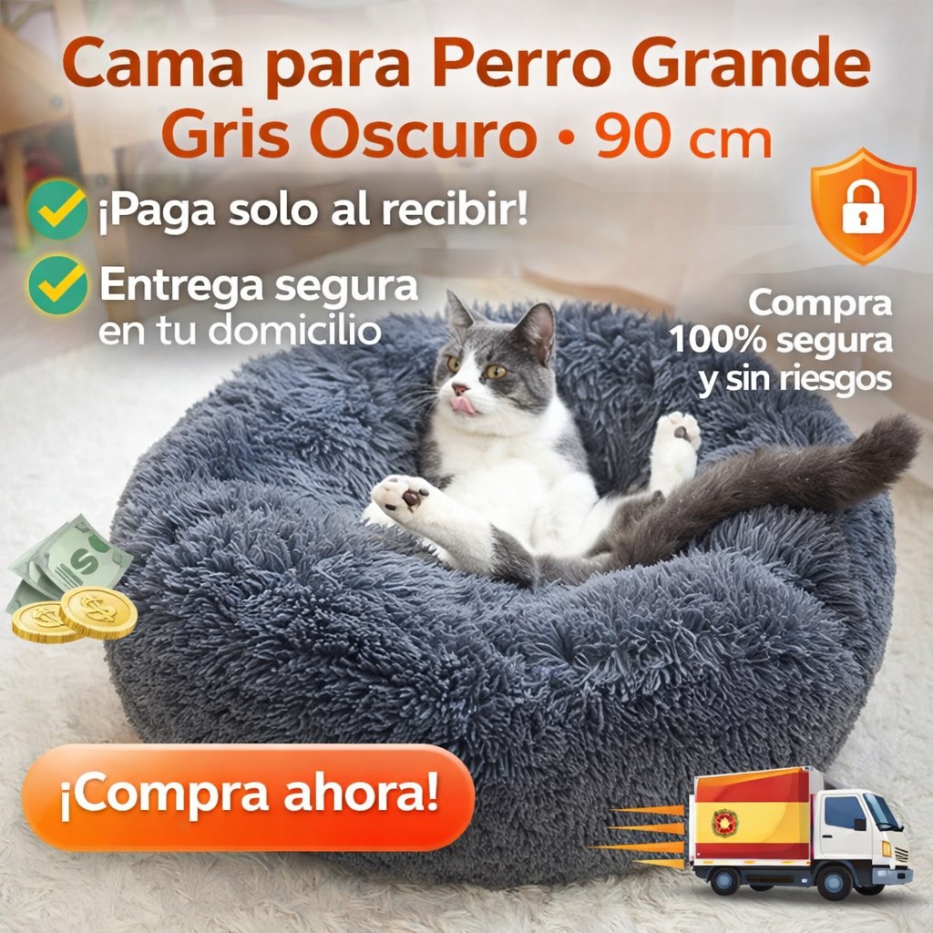 Cama para perro grande gris oscuro 90 cm