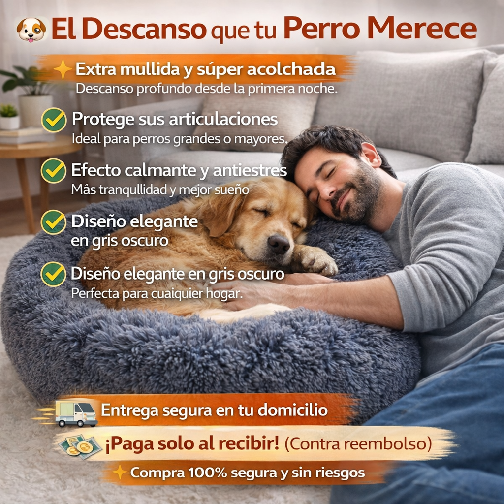 Cama para perro grande gris oscuro 90 cm