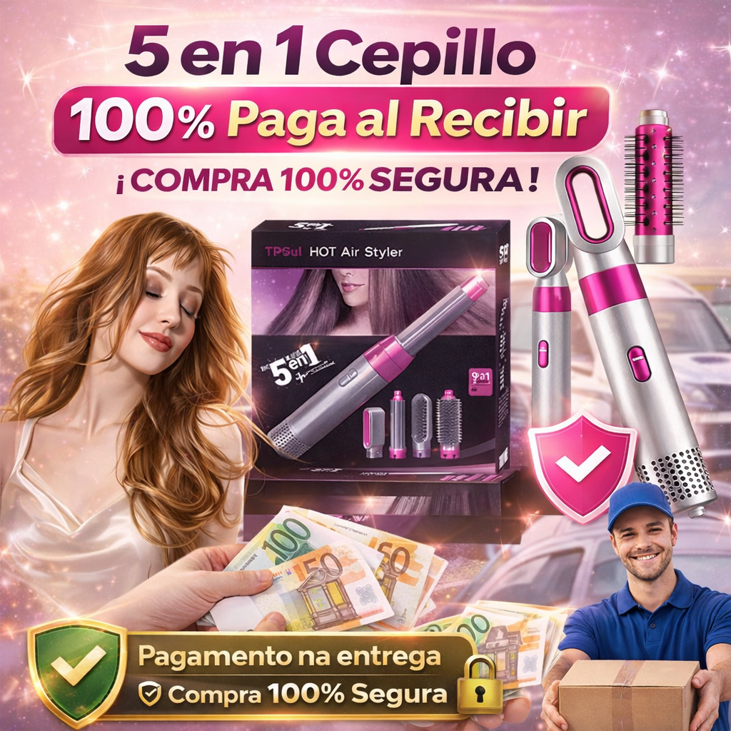 Cepillo de Aire Caliente 5 en 1 – Seca, Alisa