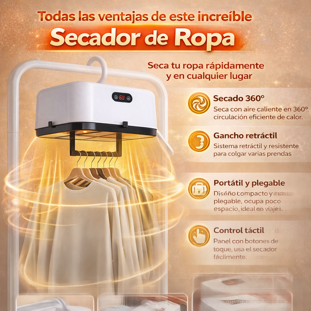 Secador de Ropa Portátil – Secado Rápido y Eficiente