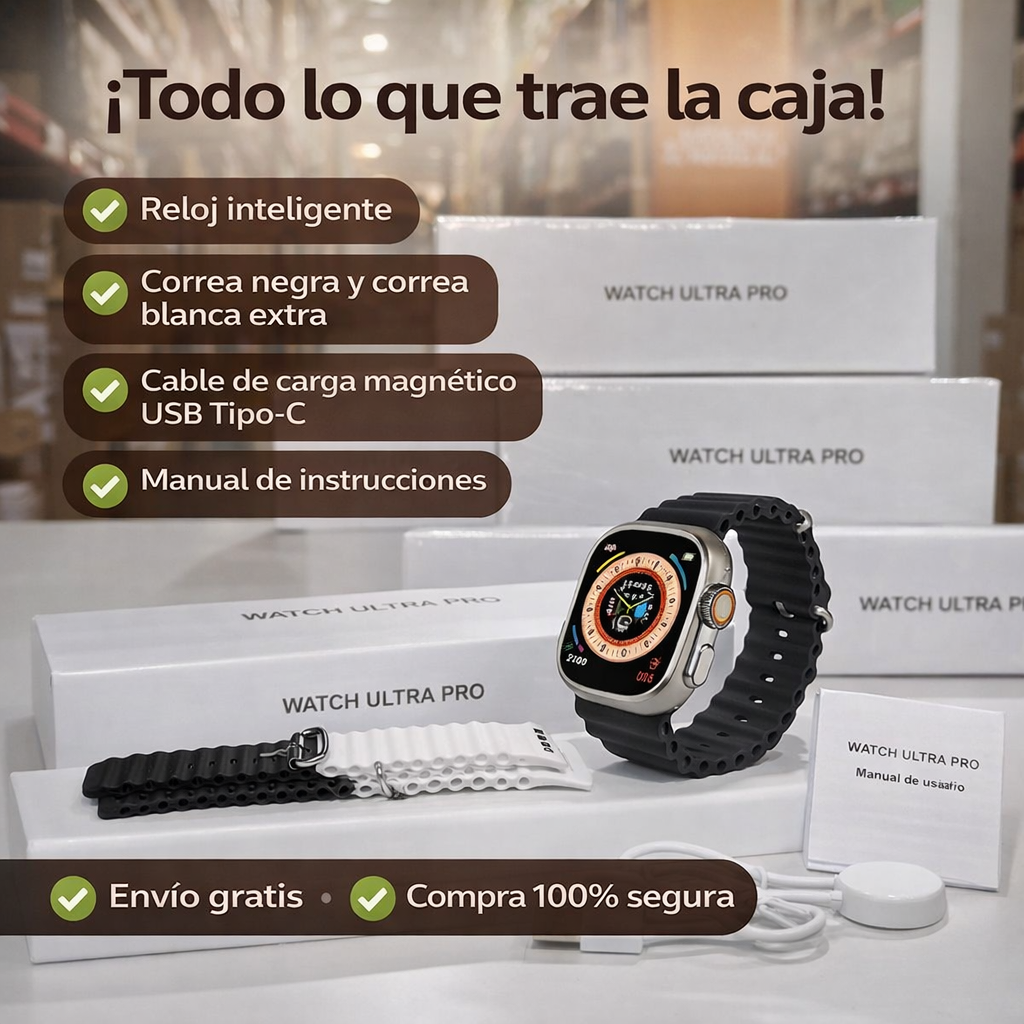 Smartwatch Ultra Pro con 2 correas ( negro + blanco )