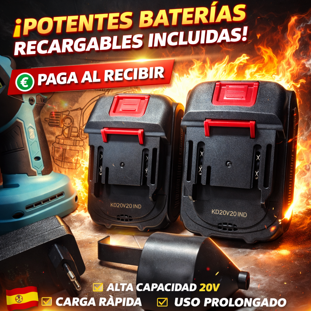 Pistola de Pintura Eléctrica Inalámbrica con 2 Baterías – Resultados Profesionales en Casa