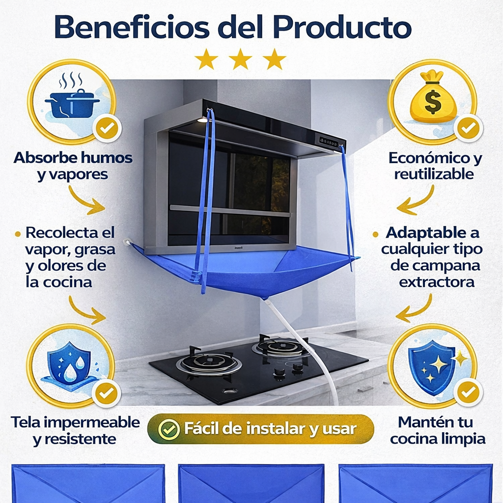 Bolsa reutilizable para recoger humo y grasa de campana extractora