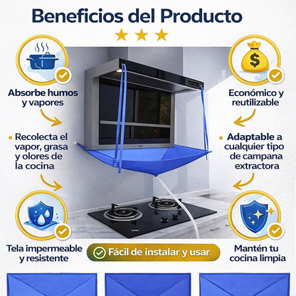 Bolsa reutilizable para recoger humo y grasa de campana extractora