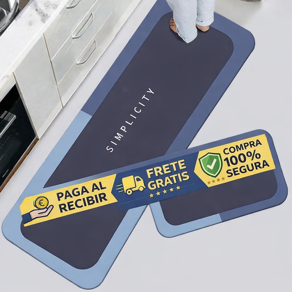 Alfombras antideslizantes azul cocina 2und